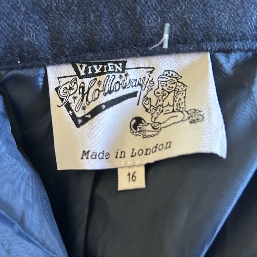 SOLD Retro Skirt 1950s Style Pencil Navy Blue Wool Vivien Of Holloway UK 16 M 50 - Picture 6 of 6